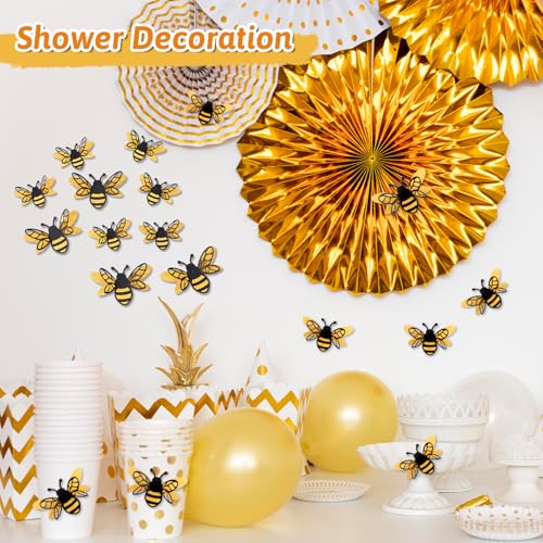 24 Pcs 3D Glitter Bee Wall Stickers - Realistic Bumble Bee Decor for Parties