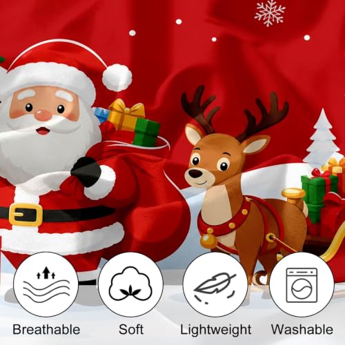 Christmas Santa Reindeer Twin Comforter Set - Soft Bedding with Holiday Design