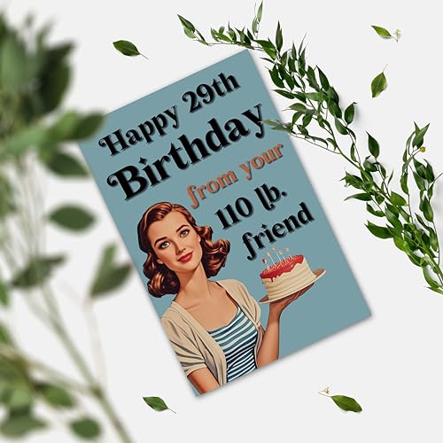 Funny 29th Birthday Joke Card for Women - Retro Humorous Greeting Card