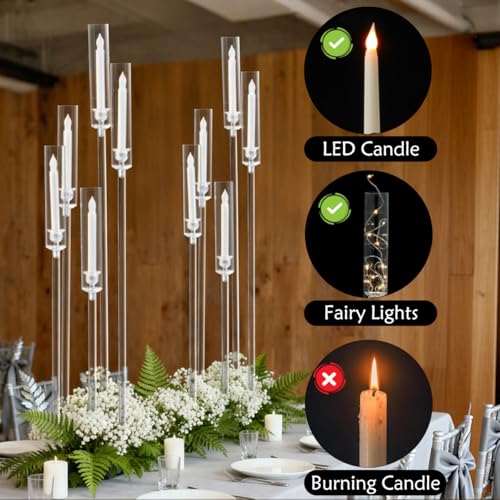 45.7 Inch Acrylic Candelabra Centerpieces for Wedding - 4 Pack