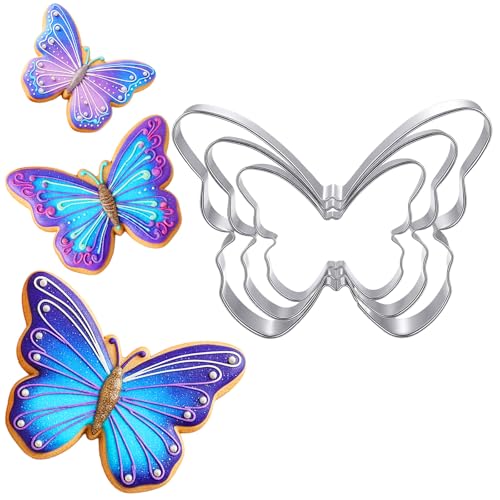 3-Piece Butterfly Cookie Cutter Set - Stainless Steel Baking Molds