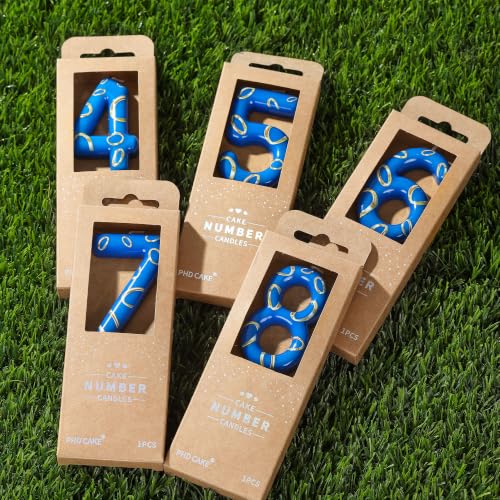 Blue & Golden 4 Number Birthday Candle - 2.76 Inch Cartoon Style