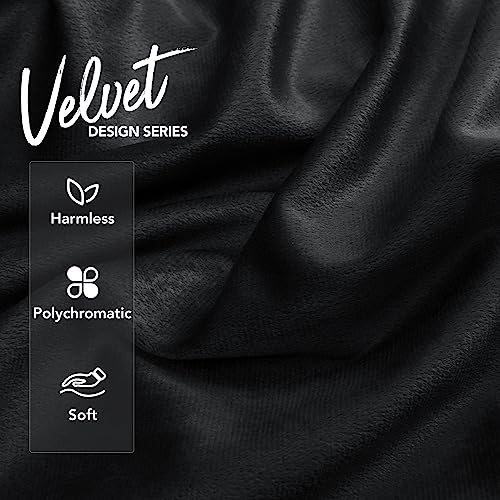 Deconovo Velvet Throw Pillow Covers 24x24 Inch - Black, Set of 2
