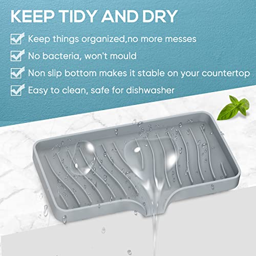 Cool Gray Self-Draining Kitchen Sink Tray - Silicone Soap Holder