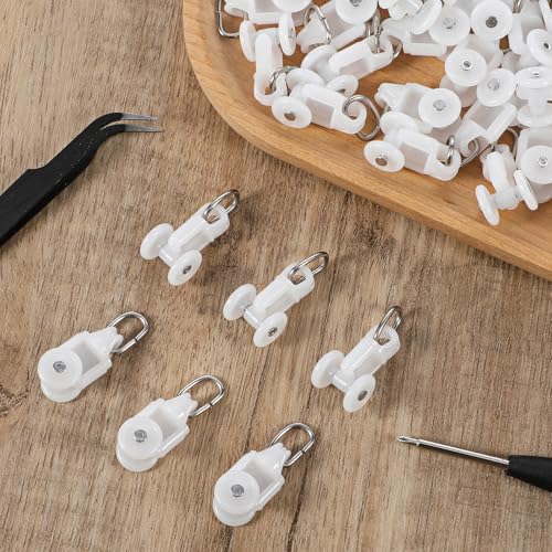 50 Pcs Curtain Track Glider Rollers - Durable Stainless Steel Hooks