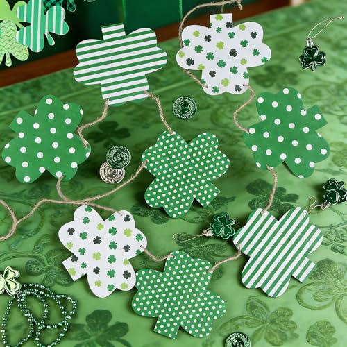 St. Patrick's Day Wooden Shamrock Garland with Jute Rope