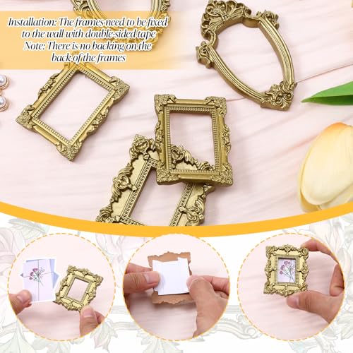 Gjinxi Vintage Mini Gold Baroque Picture Frames - Set of 10