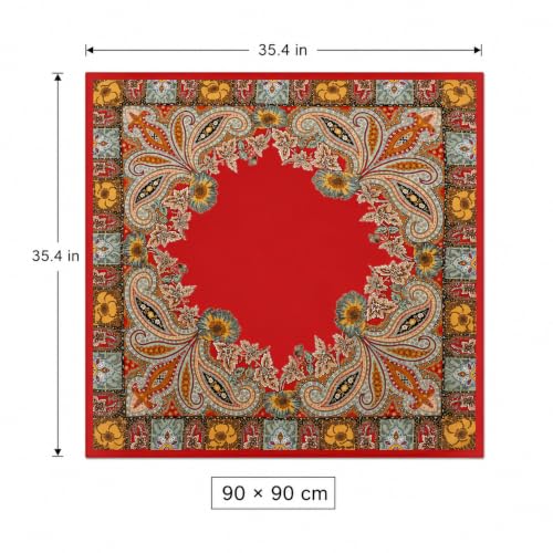 HinyBoeh 35 Inch Boho Satin Silk Square Scarf for Women Hair Wrap