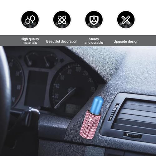 Hugwits Bling Car Lipstick Holder - Pink Rhinestone Self-Adhesive Stand