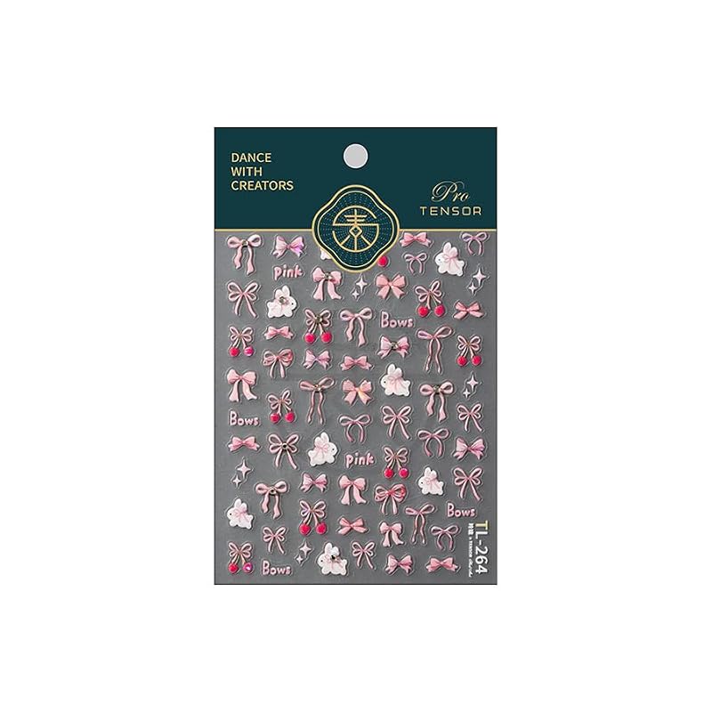 Cherry Nail Stickers 5D Embossed Summer Bow Nail Art Decals