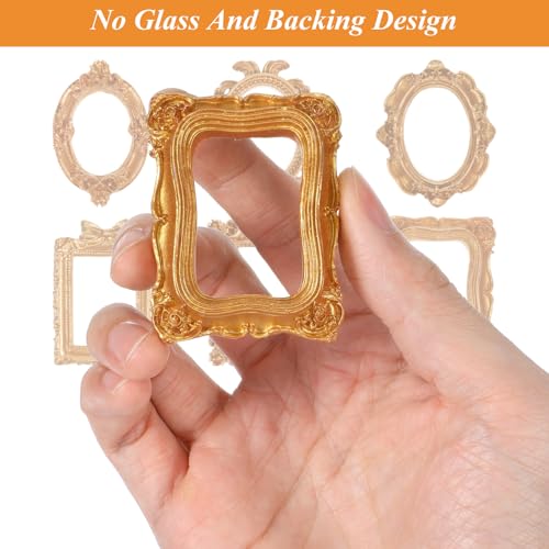 Ouligay 8pcs Mini Vintage Gold Picture Frames Set for Crafts