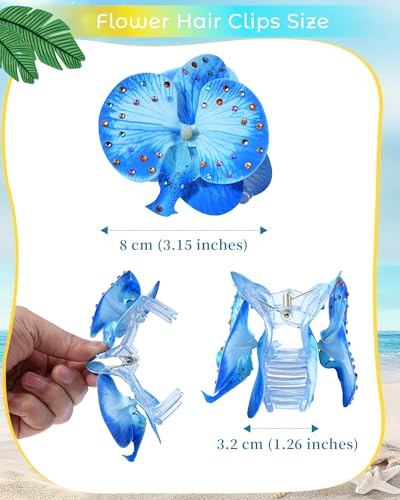 Mesovor Hawaiian Flower Hair Claw Clips 4 Pack - Tropical Orchid Hair Clips