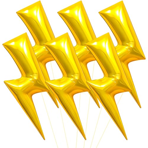 6Pcs 36-Inch Flash Lightning Bolt Foil Balloons for Superhero Party Decor
