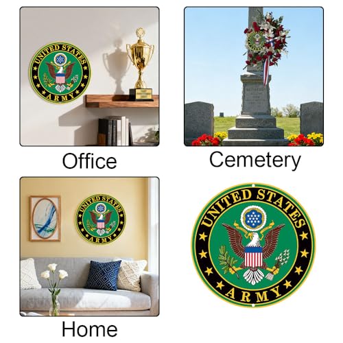 Green United States Army Logo Metal Sign - 12 Inch Round Wall Decor
