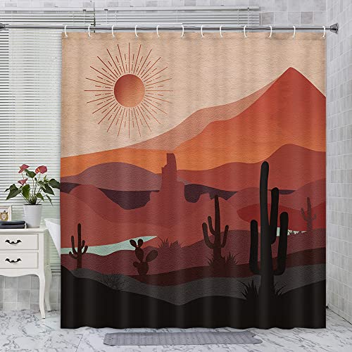 Boho Southwestern Shower Curtain - Desert Sunset Design, 70x70