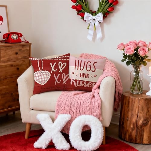 NIGHTWISH Valentine's Day Pillow Covers 18x18 Set of 4 - Love Heart Design