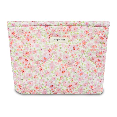 Quilted Cotton Makeup Bag Puffy Cosmetic Pouch Travel Toiletry Organizer
