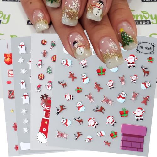 Christmas Nail Art Stickers 3D Self-Adhesive Snowflake Decals (6 Sheets)