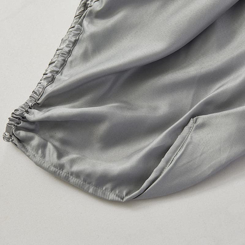 Luxury Satin Fitted Sheet – Soft Silky Bed Sheet for Twin Size (Grey)