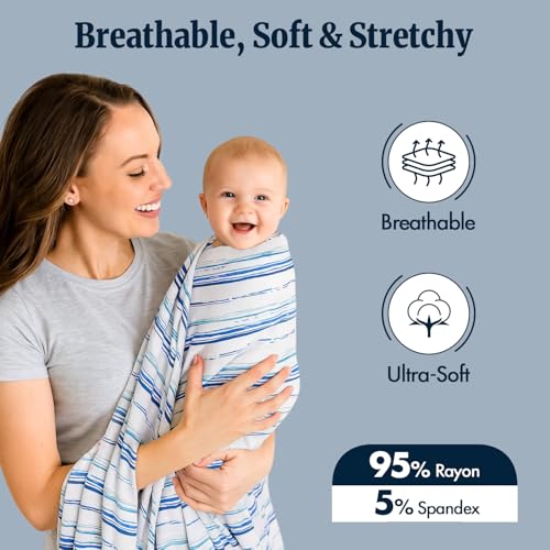 Ocean Stripe Baby Swaddle Blanket - Soft, Breathable & Stretchy