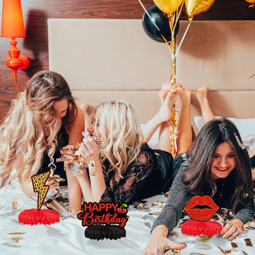 8-Piece Red Cheetah Print Birthday Decorations Set