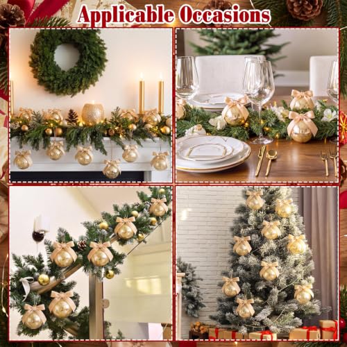 Halloscume Vintage Christmas Glass Ornaments - Champagne Mercury Glass Balls, 4 Inch, Set of 8