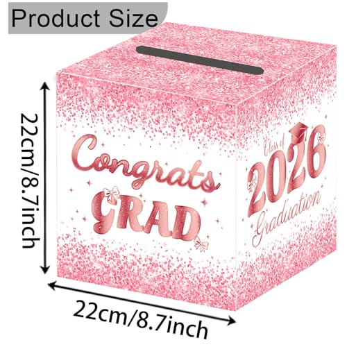 2026 Pink Graduation Card Box - Gift Card & Keepsake Holder