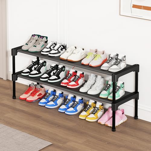 SAN HE 2-Tier Shoe Rack - Stackable Shoe Organizer for Entryway
