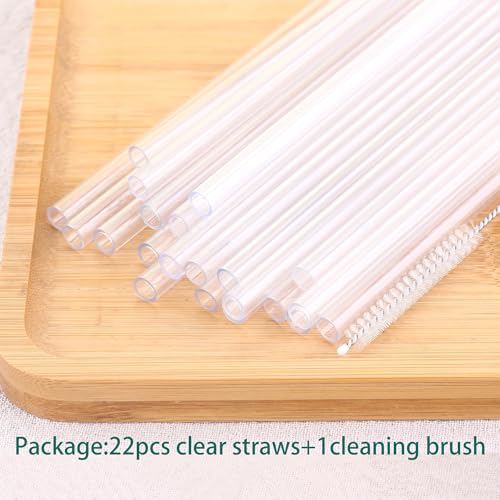 Reusable Clear Plastic Straws for Tumblers - 22 Pack, 8 Inch