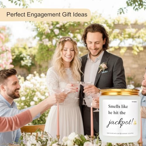 TINAREKA Jackpot Engagement Candle - Funny Bridal Shower Gift for Bride to Be with Lavender Aromatherapy, Reusable Glass Jar