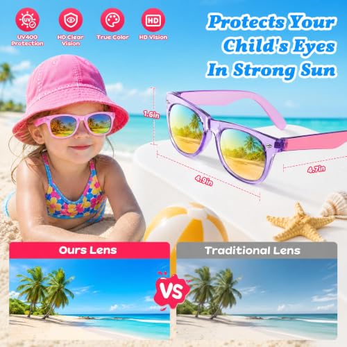 Froman Kids Sunglasses - Neon Party Favors for Ages 3-8 with UV 400 Protection