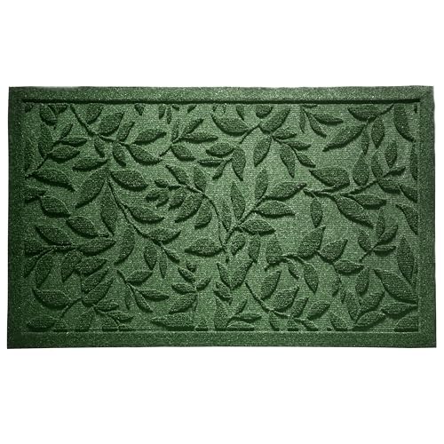 VivaNest Leaves Green Doormat - 17x30 Inch Non-Slip Rubber Entryway Mat