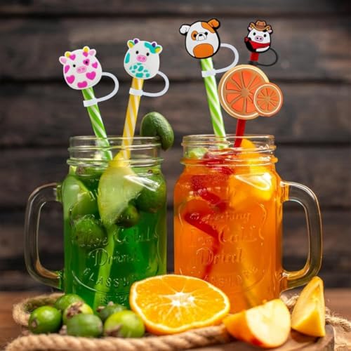 4-Pack Cow Silicone Straw Toppers for Stanley Cup Tumblers