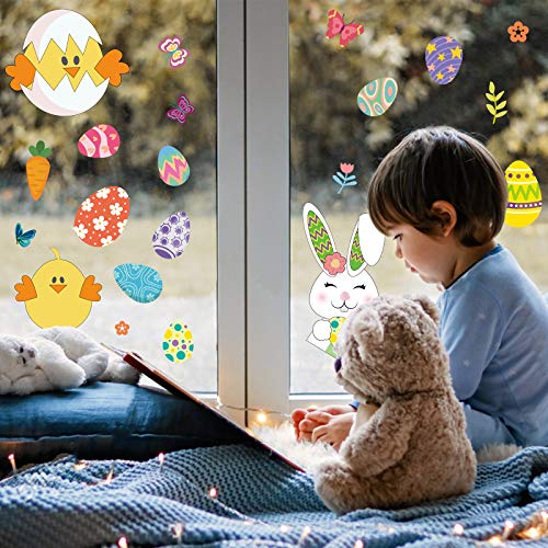 Easter Window Clings Stickers - 120 PCS Bunny & Egg Decor