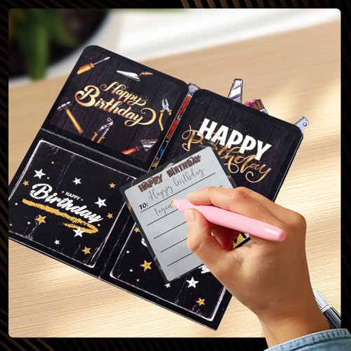 Personalized Black Gold 3D Pop-up Birthday Card for Dad & Husband