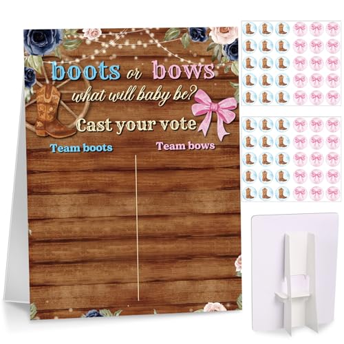 Boots or Bows Western Gender Reveal Game with Stand & 60 Voting Stickers