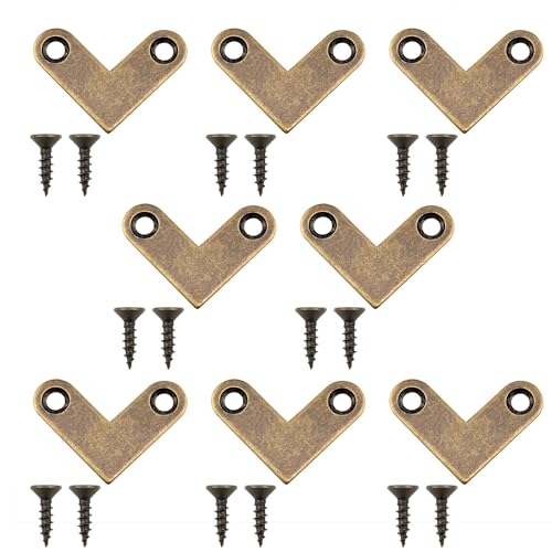 8 Pcs Brass L-Shaped Corner Brackets - Heavy Duty Wall Shelves & Furniture Support