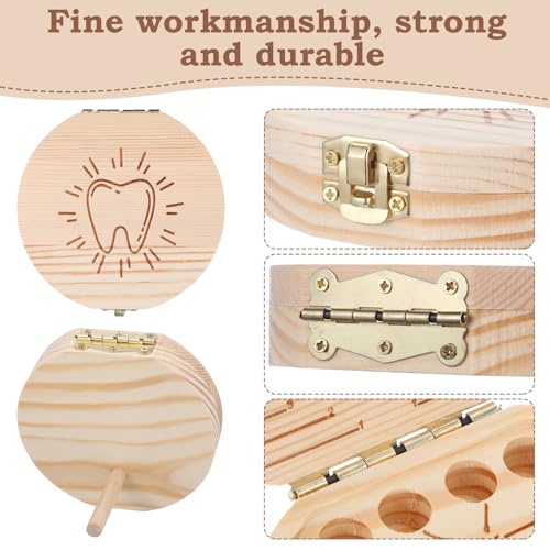 Wooden Baby Tooth Fairy Box - Keepsake Organizer with Tweezers