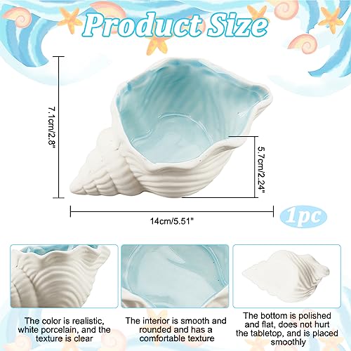 Aqua Ceramic Conch Jewelry Tray for Rings, Earrings & Trinkets