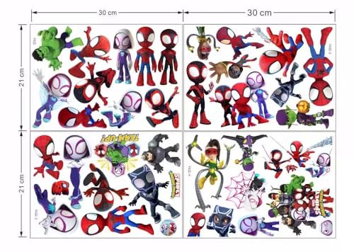 37-Piece Spider-Themed Wall Stickers for Kids - Removable Vinyl Decals
