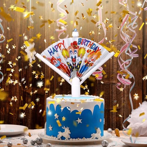 Gosknor Pop Up Clown Birthday Candles 2Pcs Novelty Fan Cake Decor