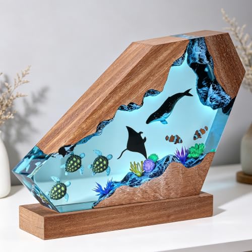 Humpback Whale Ocean Resin Night Light - Handmade Sea Animal Lamp S