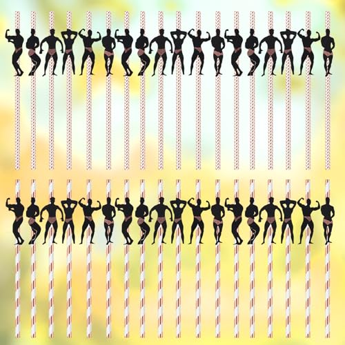 36 Pcs Bachelorette Party Straws - Funny Male Dancer Designs
