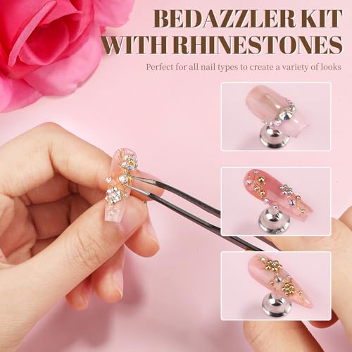 Sinyanail Nail Rhinestones and Pearls Kit 2 Boxes Flatback Gems