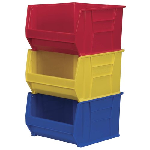 Akro-Mils 30283 Super-Size AkroBins Plastic Storage Bins, Space-Saving Stackable Bins for Garage, Classroom, Warehouse Organization, 20" L x 18" W x 12" H, Red, 1-Pack