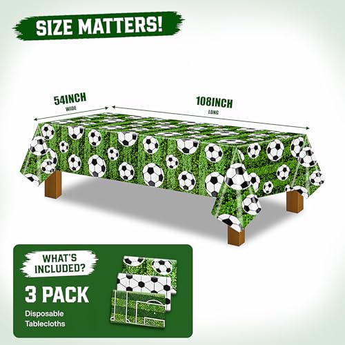 Chris.W Multi Color Soccer Table Cloths - 3 Pack Party Decorations