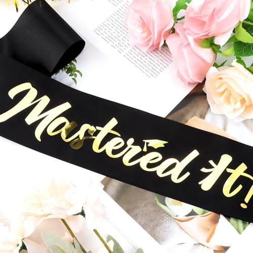 Mastered It Graduation Sash Black and Gold for Masters Degree