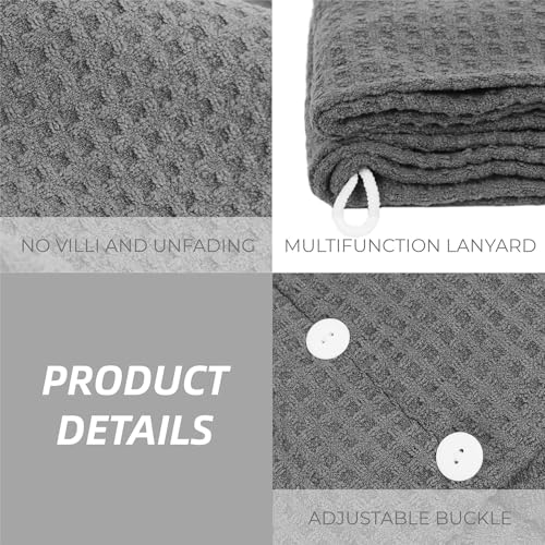 MaopaoBeauty Grey Microfiber Hair Towel - Absorbent Twist Wrap for Curly Hair