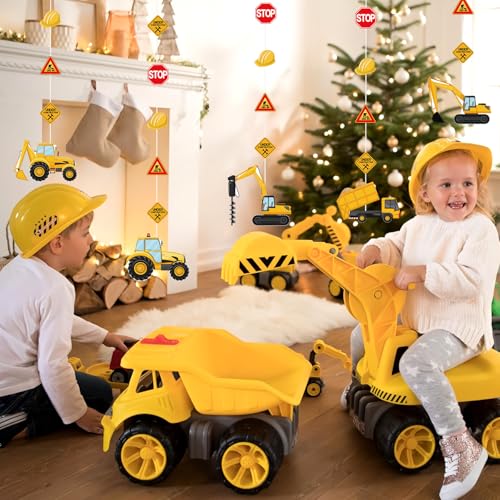 Construction Birthday Party Banner Set - 10 Pack Vehicle Garlands