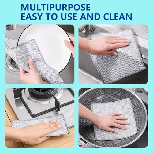 12-Pack Non-Scratch Wire Dishcloths for Kitchen Cleaning - 7.87"